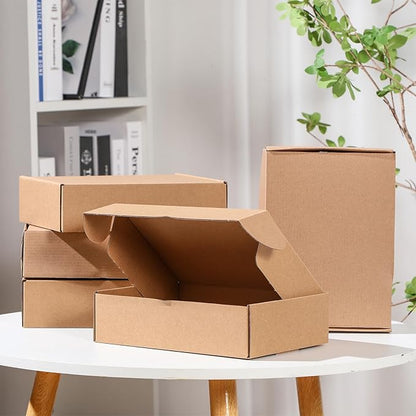Qilery 100 Pcs Shipping Boxes Cardboard Gift Corrugated Cardboard Brown Boxes Mailer Packaging for Mailing Small Business Present (7.87 x 5.51 x 1.57 Inches)