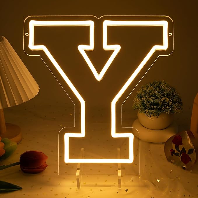 Light Up Letters Y, Led Marquee Letter Lights Neon Sign, 13.9" Height Decorative Lighted Alphabet Number, Battery/USB Powered Led Letters Lights for Wedding, Birthday, Party, Christmas or Home Decor