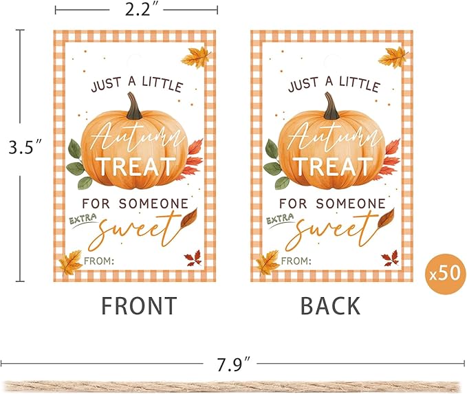 50pcs Thanksgiving Gift Tags with String, Autumn Pumpkin Thank You Tags for Birthday and Baby Shower Party Favors Decoration(Pumpkin)