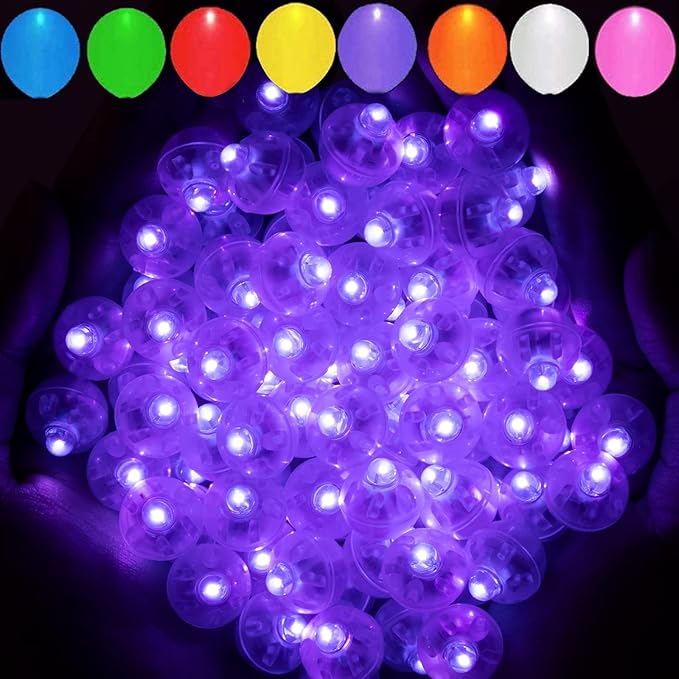 Aogist 200pcs Purple Balloon Light,Long Standby Time Waterproof Mini Ball Light,Round LED Flash Lamp for Paper Lantern Balloon Party,Wedding,Birthday,Festival,New Year and Christmas Decorative