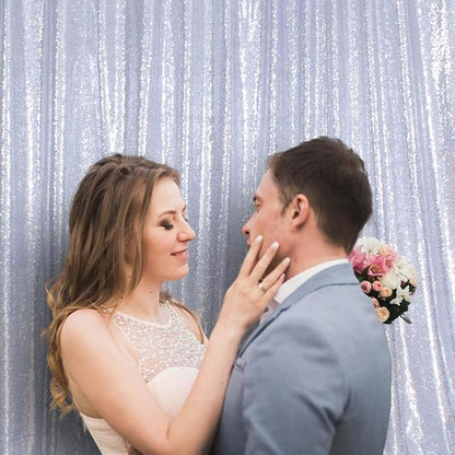SquarePie Sequin Backdrop Curtain Not See Through Background for Wedding Party 20FT x 10FT Silver