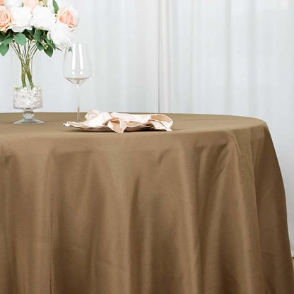 Efavormart Round Tablecloth, 120 Inch Stain & Wrinkle Resistant Washable Table Cloth, Decorative Polyester Fabric Table Cover for Banquet, Wedding, Dining - Taupe