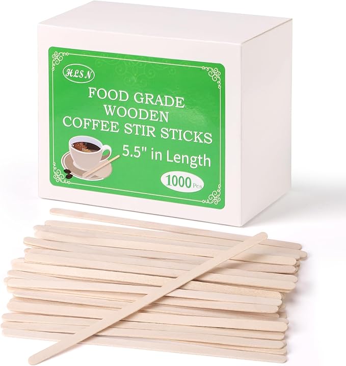 Wooden Coffee Stirrers, Thick Birch 5.5 Inches 1000PCS Disposable Coffee Stirrers Stir Sticks for Coffee & Cocktails, Natural Birch Biodegradabl Food Grade Stir Sticks for Coffee Bar