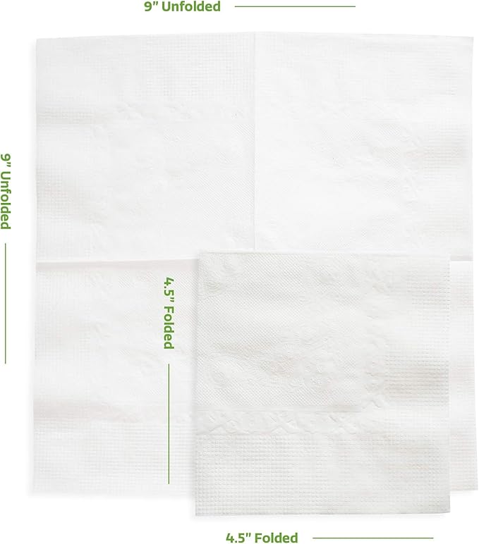GUSTO [1000 Count - 4.5 x 4.5 Folded] White Beverage Napkins - 1-Ply Bulk Cocktail Napkins, Restaurant Bar Paper Napkins and Party Napkins - 9x9 Unfolded (Formerly Comfy Package)