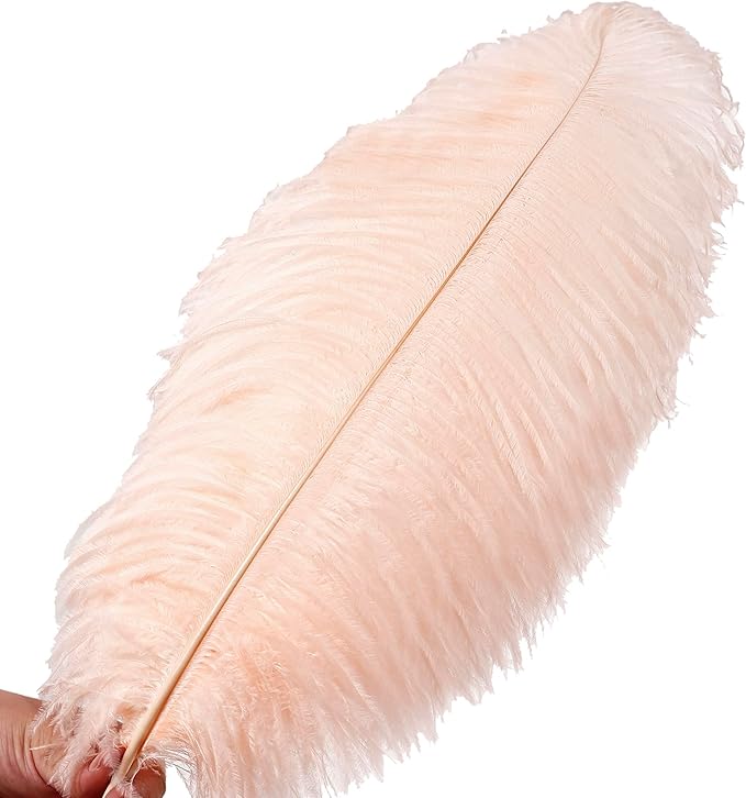 Larryhot 16-18inch Ostrich Feathers Plumas - 10pcs Boho Feathers for Vase Decoration,Wedding Party Centerpieces and Home Decorations (Champagne)