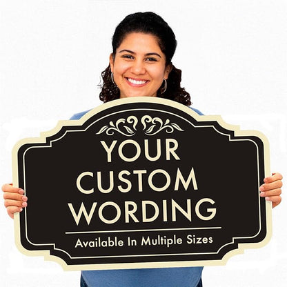 Custom Metal Decorative Signs, Personalized Aluminum, Custom Driveway Signs, Waterproof, Design 2 Black Charcoal 10x7 In