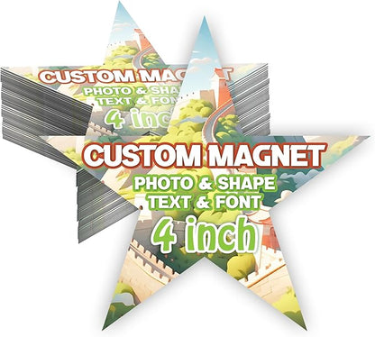 KETABAO – 4" Custom Star Photo Magnets - Upload Your Photo for Personalized Magnets - Choose Your Shape - Add Your Text Fridge, Locker, and Car & More
