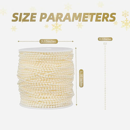 164 Feet Faux Pearl Beads Garland 3mm Craft String Pearls for Wedding Centerpiece Christmas Tree and Flowers Decoration DIY(Ivory)