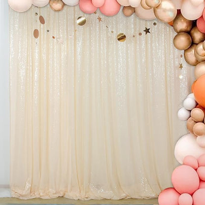 ShinyBeauty PHOTOBOOTH Background Choice-7FTx7FT-Ivory-Sequin Photography Backdrop Curtains for Wedding