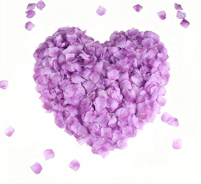 CODE FLORIST 1100 PCS Light Purple Silk Rose Petals for Valentine's Day,Romantic Night,Wedding,Proposal Anniversary Flower Decorations(Separated,Scented)