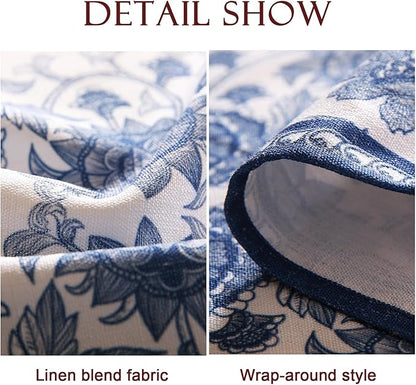 patdrea Designer Linen Blue Small Tablecloth for Round Table,Vintage Durable Paisley Pattern Table Cloth,Floral Cover Fall Decor for Kitchen Dining Christmas,Thanksgiving,Diameter 55"-Lantang a