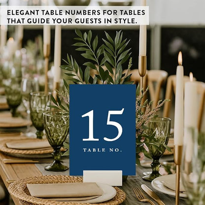 Andaz Press Table Numbers 1-20 On Perforated Paper, Navy Blue, 4X6-Inch Single Sided Sign, 1-Set, Graduation Table Numbers For Wedding Reception Blue Numbers