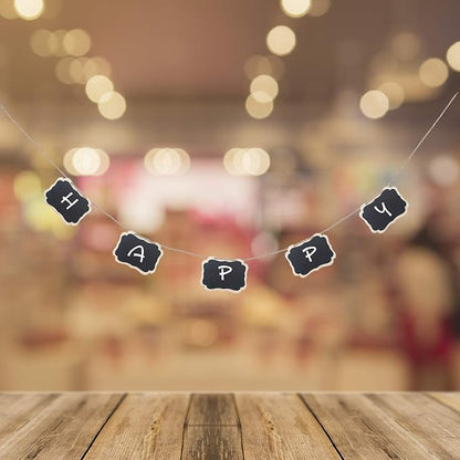 ONUPGO 16 Pack Chalkboard Tags with Liquid Chalk Marker, Double Sided Blackboard with Hanging String, Wooden Mini Erasable Chalkboard Signs, Hanging Chalkboard Labels, Price Tags, Message Tags