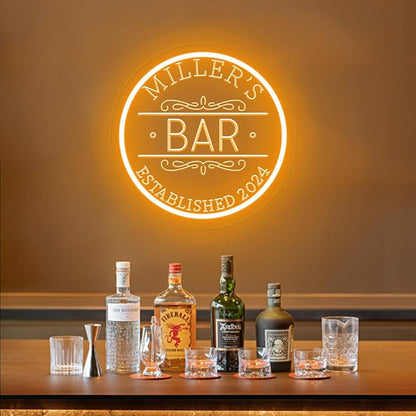 Custom Bar Neon Sign for Man Cave, Personalized LED Bar Light Up Signs for Wall Decor, Dimmable Customized Neon Lights for Men Dad Gifts, Home Pub Tavern Bistro Business
