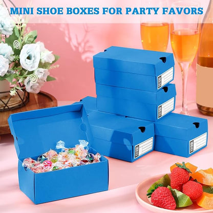 12 Sets Mini Sneaker Boxes for Party Favors Mini Shoe Gifts Boxes 4.7 x 2.5 x 2 Inch Sports Small gift Case with Editable Label for Candies Cookies Snacks