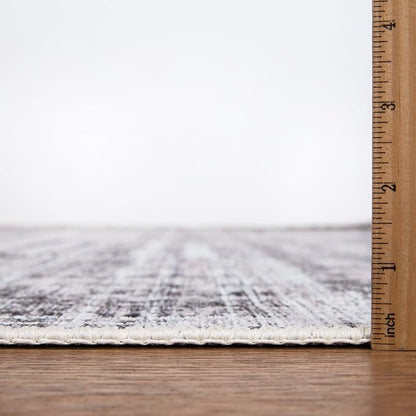 Bloom Rugs Washable Non-Slip 2' x 3' Rug - Gray/Charcoal/Blue Modern Abstract Area Rug for Living Room, Bedroom, Dining Room, and Kitchen - Exact Size: 2' x 3'