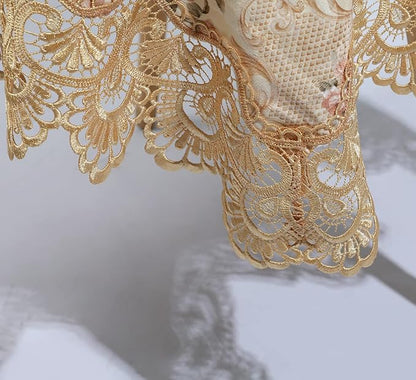 vctops Damask Lace Patchwork Tablecloth Luxury Square Small Table Cover Elegant Floral Embroidered Lace Table Cloth for Party Kitchen Dinning Picnic Decoration (Type G,22"x22")