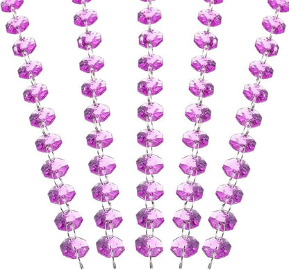 PATIKIL 14 mm Crystal Garland Strands, 16.4 Ft Acrylic Octagon Chandelier Bead Chains String for DIY Craft Wedding Party Home Decorative Jewelry Making, Purple