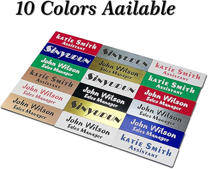 Custom Laser Engraved Name Badges with Pin, Magnetic, Adhesive, or Blank Backing, Durable Personalized Name Tag with 3 Lines of Custom Texts, Clear and Easy to Read, 10 Colors (1" x 3")