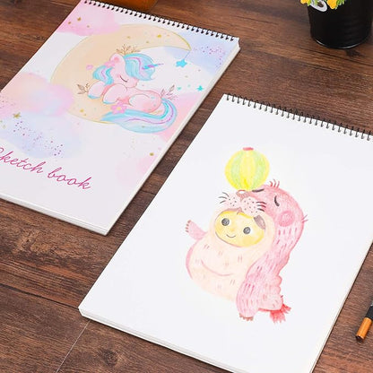 Sketch Book, 100 Pages (50 Sheets), Spiral Bound Artist Sketch Pad, Acid Free Drawing Paper for Drawing, Painting, Sketching or Doodling for Girls