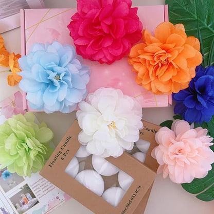24 Pcs Floating Candles for Centerpieces and Floating Flowers Vase Fillers for Centerpieces Artificial Purple Flowers for Wedding Table Party Home Decoration