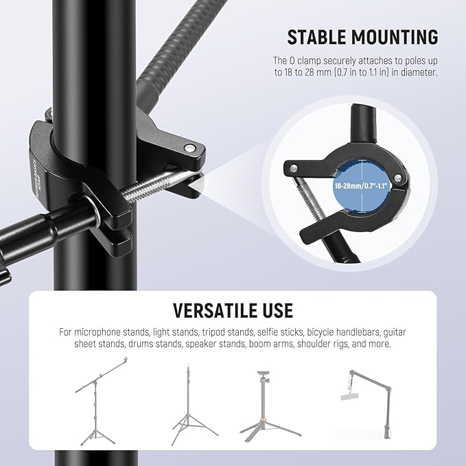 NEEWER BASICS Mic Stand Phone Holder with Flexible Arm, 360° Ball Head Boom Arm Microphone Floor Music Stand Cell Phone Mount Compatible with iPhone Android Samsung Video Recording, MS009
