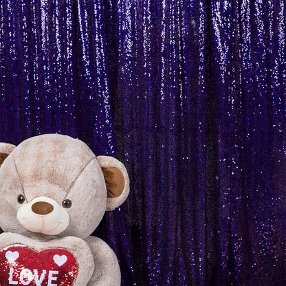 JYFLZQ Purple Sequin Backdrop Curtains 2ft x 8ft 4 Panel Glitter Photo Booth Backdrops Sparkly Photography Background Drapes for Parties Wedding Bridal Showers
