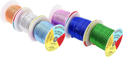 Mandala Crafts 10 Gauge Anodized Aluminum Craft Wire for Jewelry Making - 120 FT Colored Flexible Silver Copper True Blue Pink Ice Blue Green Wire - Bendable for Bonsai Armature Crafting Sculpting
