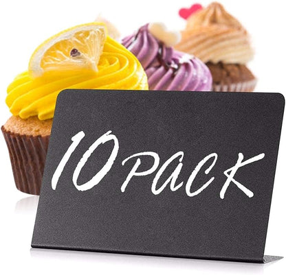 10 Pack Mini Chalkboard Signs 3x4 inch – Erasable Food Signs for Buffet - Catering - Bakeries & Parties - Small Black Chalkboard Labels - Tabletop Displays & Wedding Chalk Board Name Plates