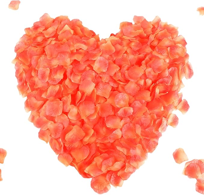 CODE FLORIST 1100 PCS Sunset Red Silk Flower Rose Petals for Fall Wedding Decorations (Separated,Scented)