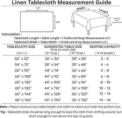 Solino Home Ivory Linen Tablecloth 54 x 72 Inch - 100% Pure Linen Table Cloth for Rectangle Tables - Fete, Machine Washable Tablecloth for Fall, Autumn, Thanksgiving, Christmas, Holiday