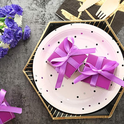 AWELL Purple Gift Candy Box Bulk 2x2x2 inches with Purple Ribbon Party Favor Box,Pack of 50