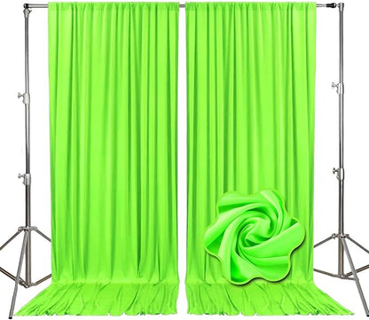 10ft x 10ft Fresh Green Backdrop Curtains for Parties, Fabric Satin Background Curtain with Rod Pockets for Weddings, Birthday, Baby Shower, Photography, Graduation Party Backdrop Drapes, 2 Panels