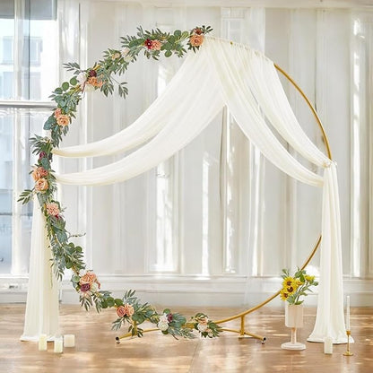 MDS Halloween Chiffon Draping Fabric - 1 Panel, 30" Wide x 50ft Long - Sheer Spooky Arbor & Canopy Drapery for Haunted House Backdrops, Party Ceilings, DIY Costumes & Themed Events - Ivory
