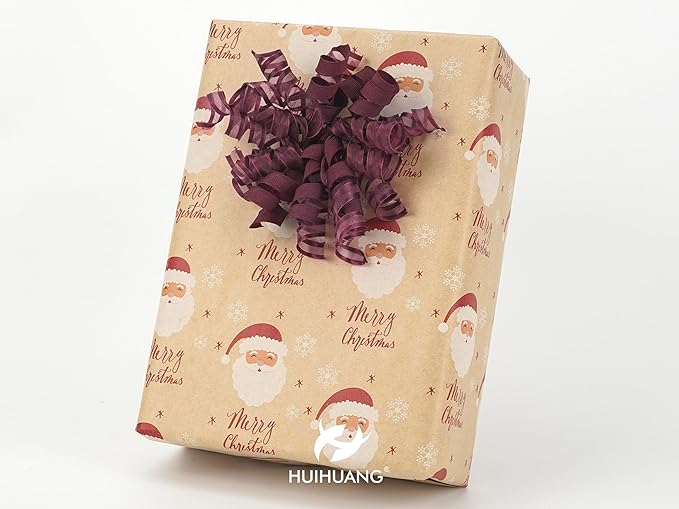 HUIHUANG Christmas Bows for Gift Wrapping Burgundy Curly Gift Bow 5 inch x 8 Counts Wine Red Self-Adhesive Xma Bows for Presents, Paper Bag, Party Favors, Wrapping Accessories