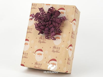 HUIHUANG Christmas Bows for Gift Wrapping Burgundy Curly Gift Bow 5 inch x 8 Counts Wine Red Self-Adhesive Xma Bows for Presents, Paper Bag, Party Favors, Wrapping Accessories