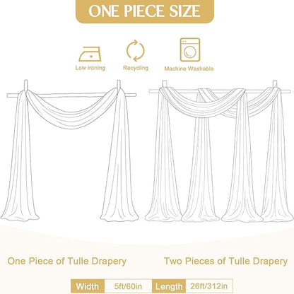 Champagne Arch Draping Fabric for Wedding, 60" x 26Ft Chiffon Drapery Fabric Drapes Backdrop for Wedding Ceremony Baby Shower Bridal Shower Decoration(1 Panel)