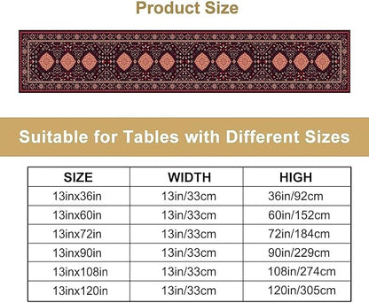 Vintage Boho Aztec Table Runner, Rustic Farmhouse Magical Kitchen Dining Home Party Table Decor 13x36in