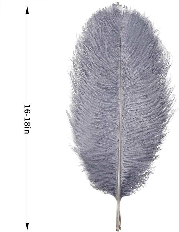 Larryhot Natural Ostrich Feathers for Vase - 16-18 inch 10pcs for Wedding Party Centerpieces,Flower Arrangement and Home Decorations (Gray)