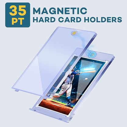 20ct Magnetic Card Holders, 35pt One Touch Card Holder, U-V Protection Hard Plastic Case for Trading Cards, Display Case for Sports, Baseball, Football, Game Cards