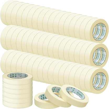 Masking Tape Bulk General Purpose Masking Painting Tape 55 Yards for Painting Home Office School Stationery Arts Crafts Basic Use, Easy Removal(60 Rolls,1 Inch)