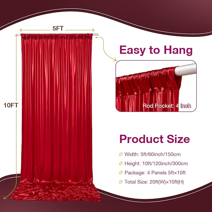 20x10 ft Wrinkle Free Red Sequin Backdrop Curtain for Parties-Thick Not Fall-Off Glitter Backdrop Drapes-2 Panels 5x10ft Shimmer Photo Back Drop Cloth for Wedding Birthday Photography Background