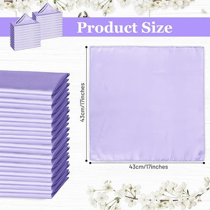 Bailarina 80 Pack Lavender Satin Napkins,17x17 Inches Wedding Napkins Square Soft Silky Table Napkins Bulk Decorative Elegant Cloth Napkin for Party Decoration, Banquet,Wedding,Graduation