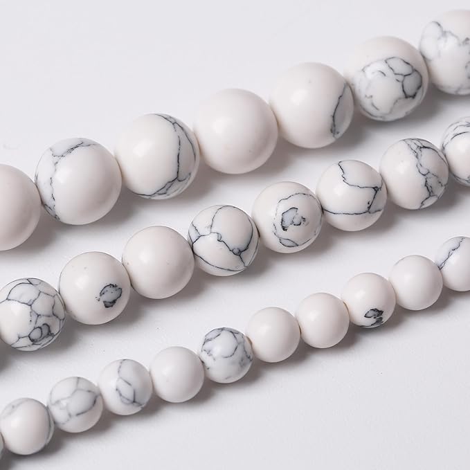 White Turquoise Stone Beads Gemstone Round Crystal Energy Jade Beads Stone Beads for Jewelry Making DIY Bracelet Necklace Jewelry Making 1 Strand 15.5inch 31PCS 12MM