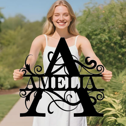 Custom Signs Outdoor Metal, Personalized Family Last Name Sign, Letter Monogram Metal Signs Wall Art For Home Decor, Name Sign Customized Housewarming Christmas Wedding Gifts For Women Men