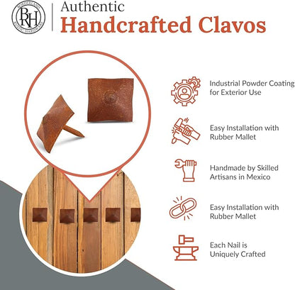 50 Pack 1" Square Head Iron Clavos Decorative Nails – Rusted – Handmade Rustic Square Fasteners for Farmhouse Shutters, Faux Wood Beams, Barn Doors, Shutters, and Gates – Ornamental Wood Accent