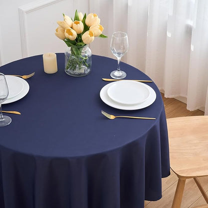 Navy Blue 6 Pack Round 60 Inch Tablecloth, Premium Polyester Table Cloth Washable Table Cover Stain and Wrinkle Resistant Decorative Table Cover for Party Wedding