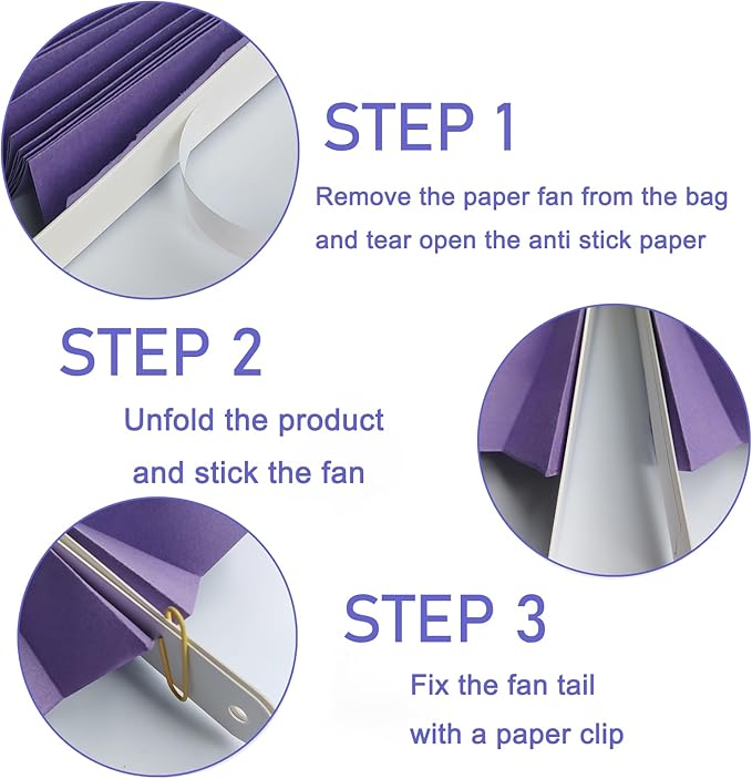 Purple Party Decorations,Purple Bridal Shower Decorations,Halloween Decor Events Accessories,Retirement Decorations Paper Fans Bulk 8in,Anniversary Decorations for Party 30 Color DIY Set(Purple)