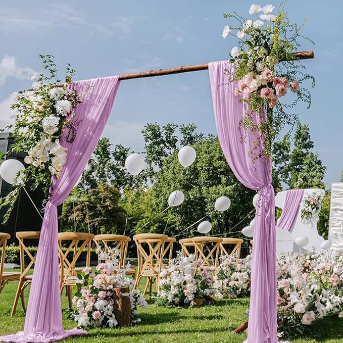 Lilac Purple Wedding Arch Draping Fabric 2 Panels 29" x 20 FT Wedding Drapes for Backdrop Sheer Curtains Drapes for Romantic Bridal Baby Shower Ceremony Birthday Party Fall Outdoor Events