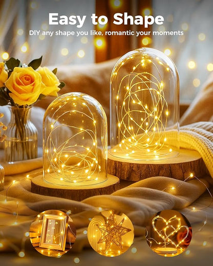 btfarm 12 Pack Fairy Lights Battery Operated, 7FT 20 LED Mini String Lights Waterproof Silver Wire for Mason Jars Centerpiece Table Crafts Bedroom Christmas Decoration, Warm White